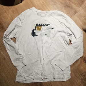 Nike White and Gold Long Sleeve Tee